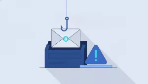 Illustration d'un hameçon accroché à une enveloppe de courrier électronique